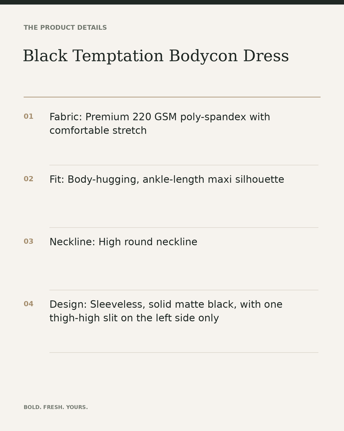 Black Temptation Bodycon Dress — product details, fabric, fit and care