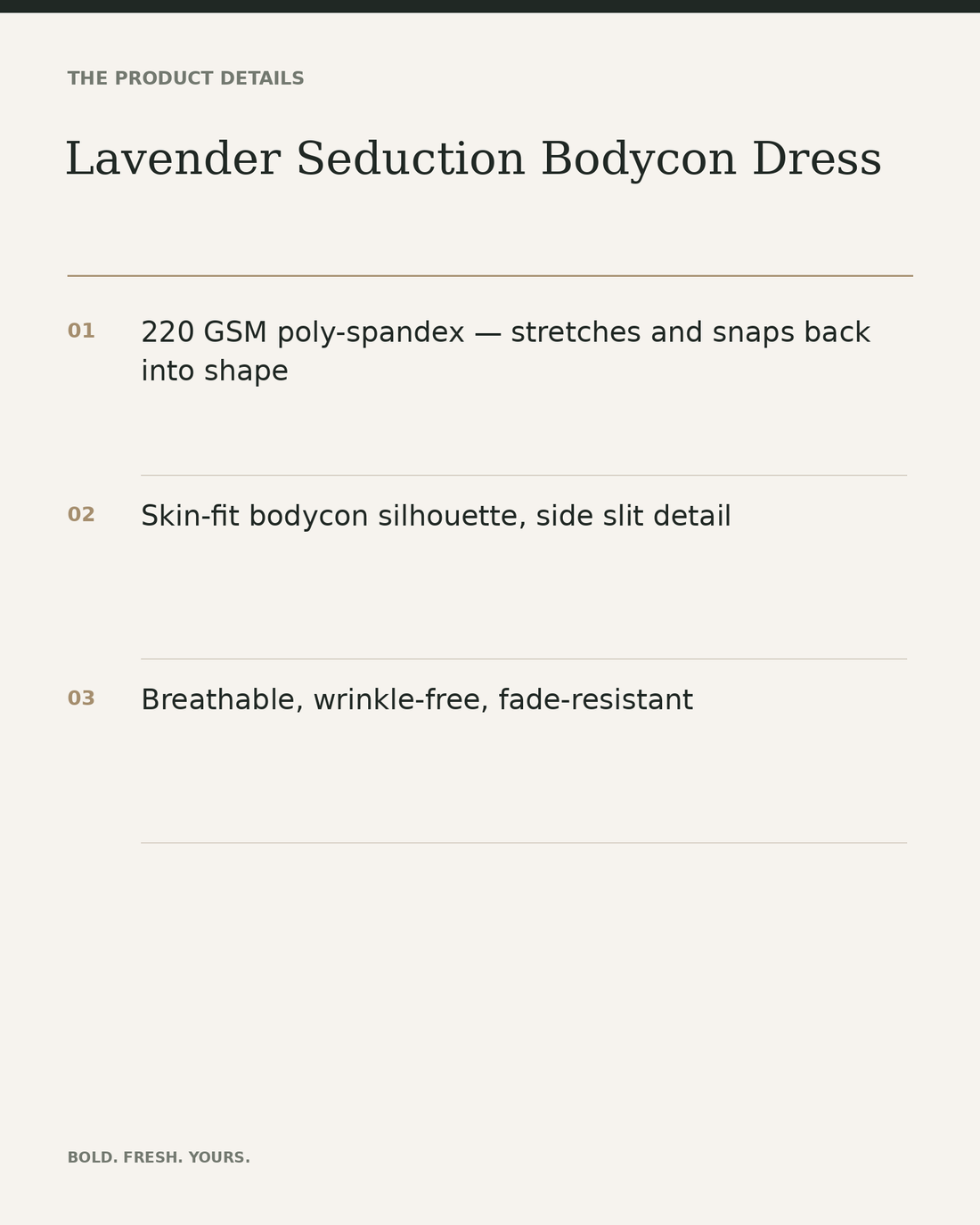 Lavender Seduction Bodycon Dress — product details, fabric, fit and care