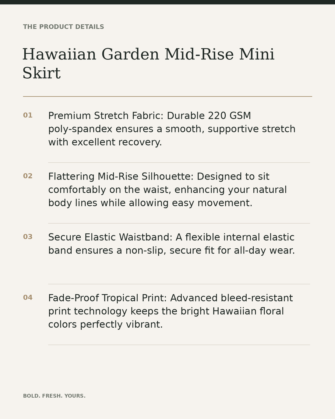 Hawaiian Garden Mid-Rise Mini Skirt – Premium All-Over Print Summer Aesthetic Skirt — product details, fabric, fit and care