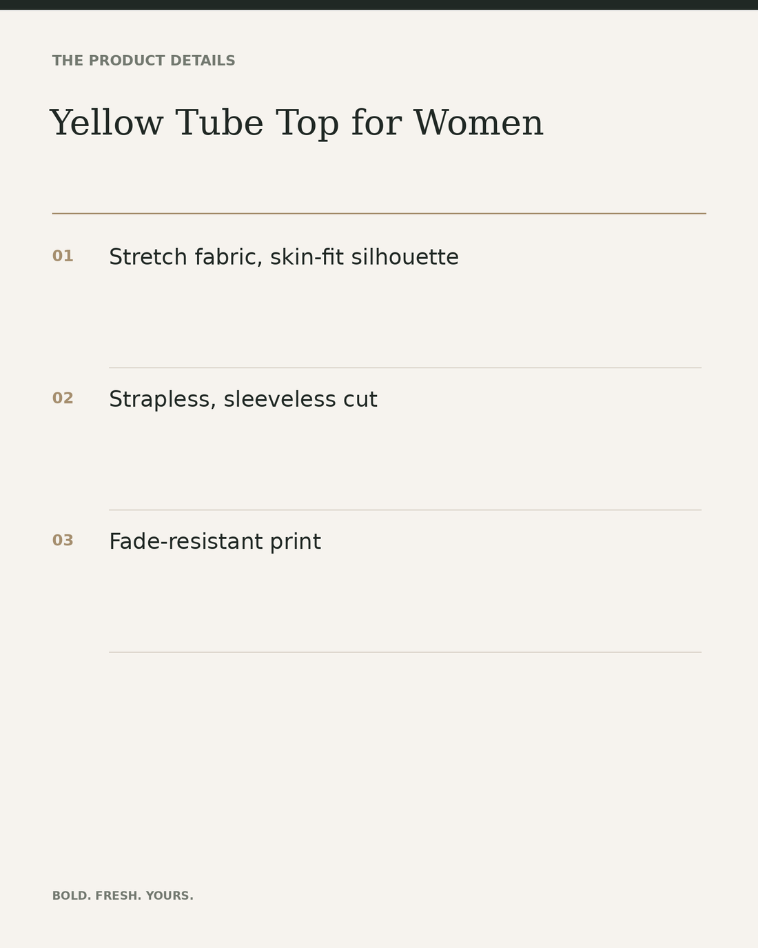 Yellow Tube Top for Women — product details, fabric, fit and care