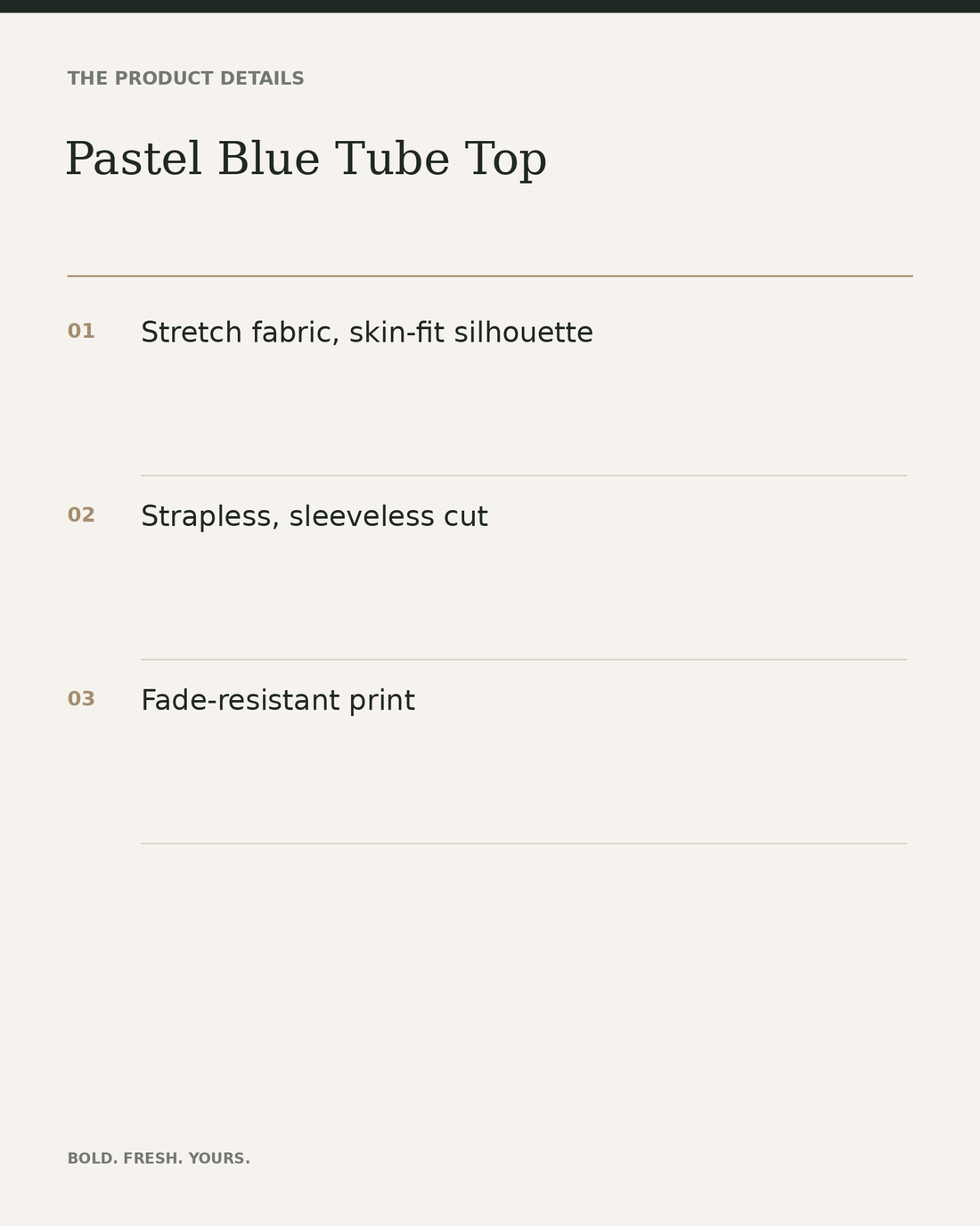 Pastel Blue Tube Top — product details, fabric, fit and care