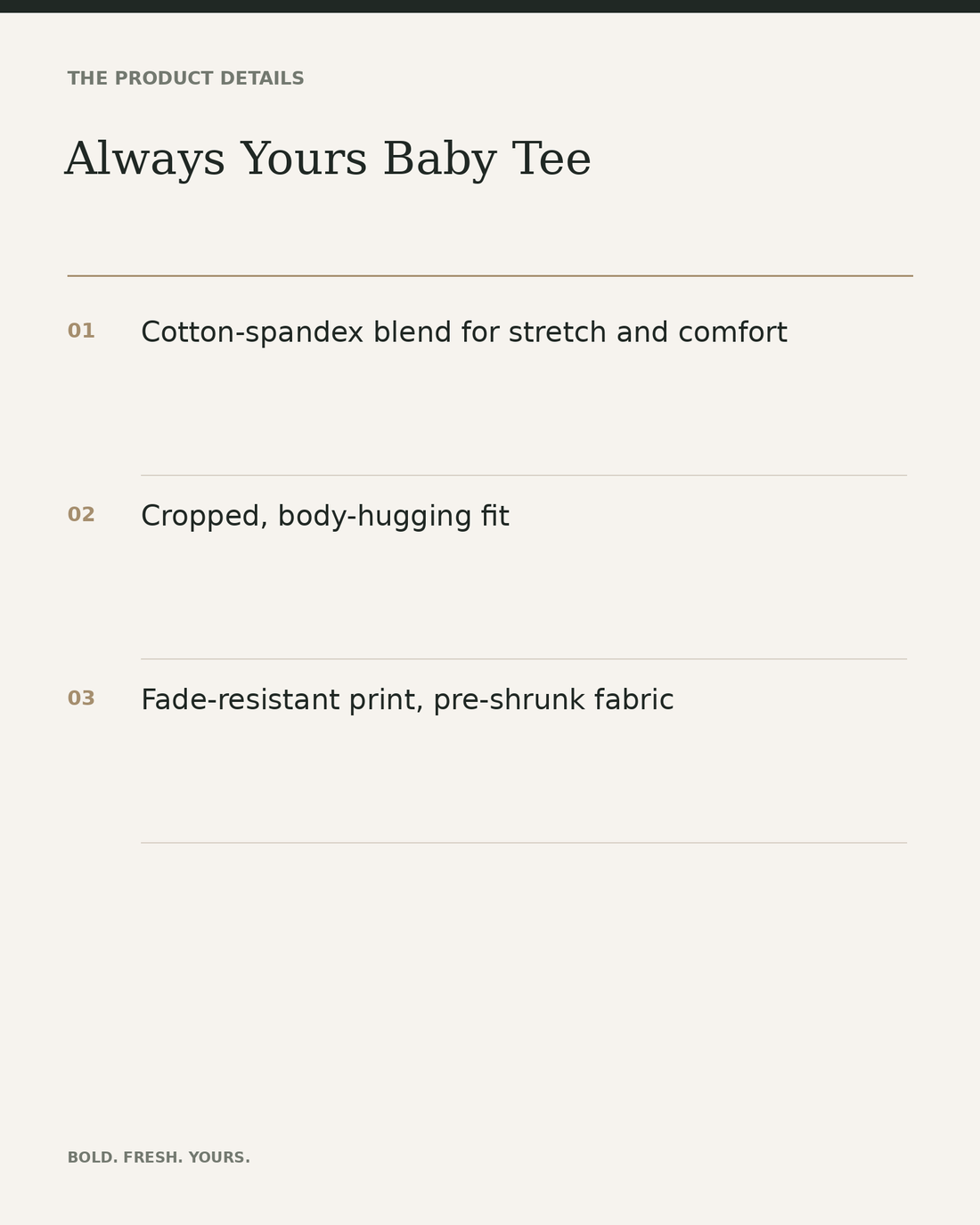 Always Yours Baby Tee — product details, fabric, fit and care