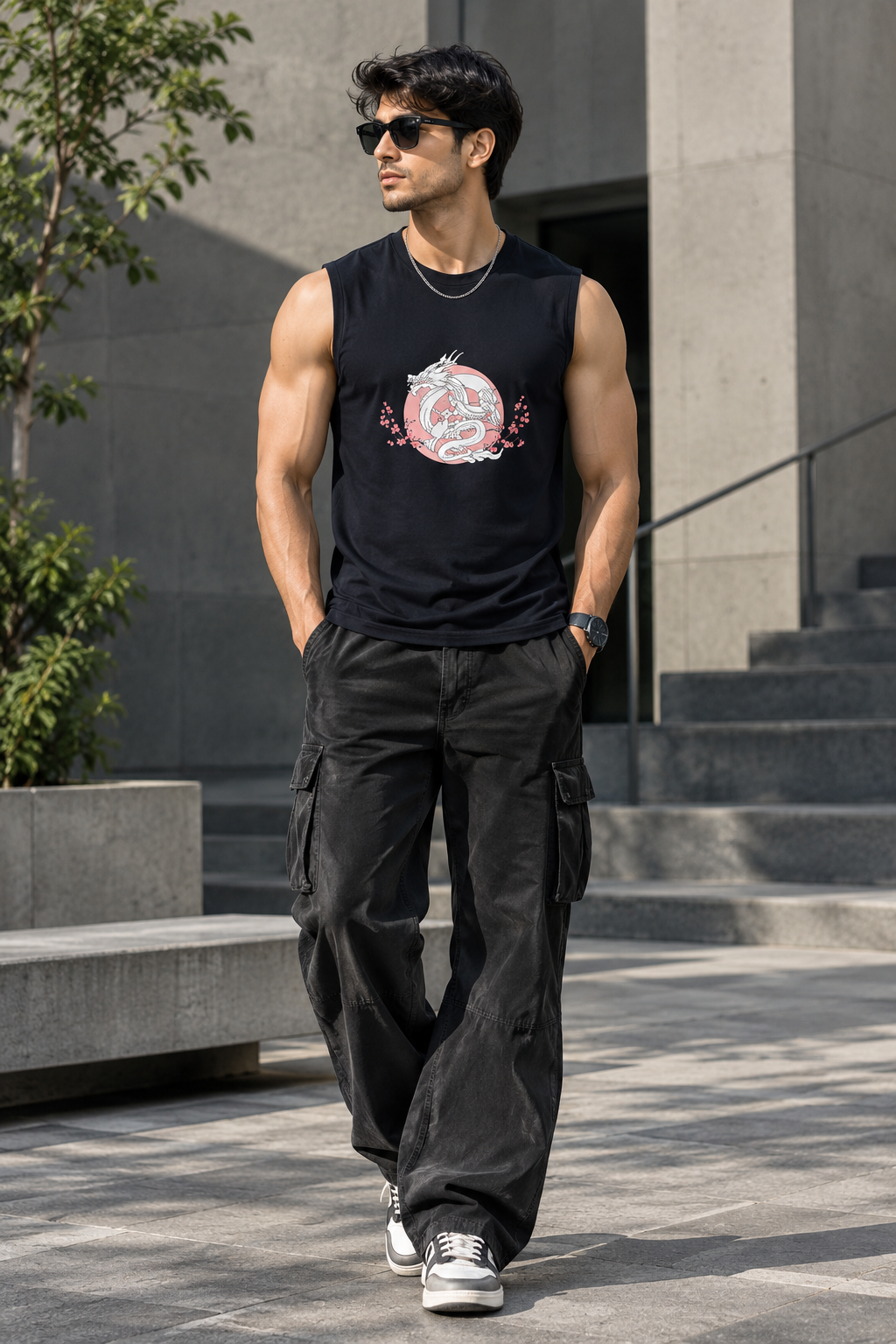 Dragon Spirit Men's Sleeveless Shirt lifestyle front