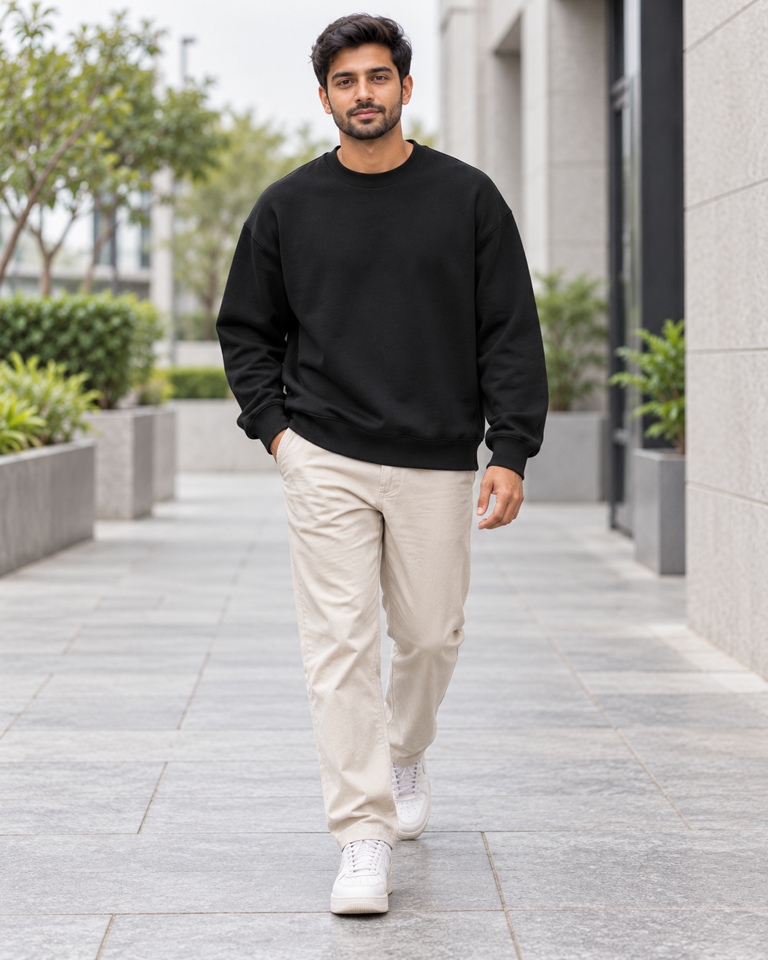 Neutral Mode-Unisex Oversized Sweatshirt — full-length front lifestyle