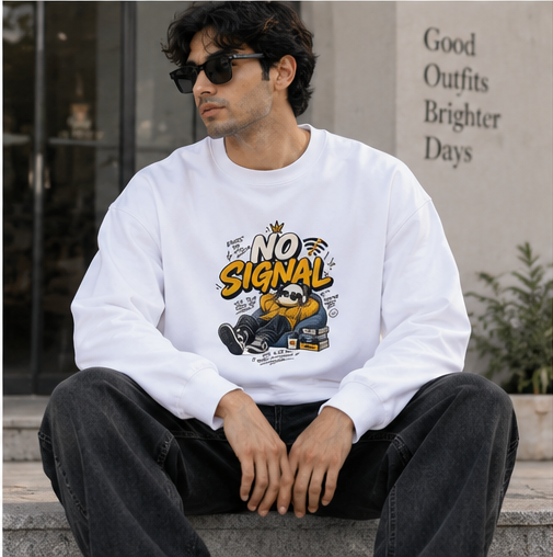No Signal Sweatshirt – Chill Panda Graphic Unisex Streetwear