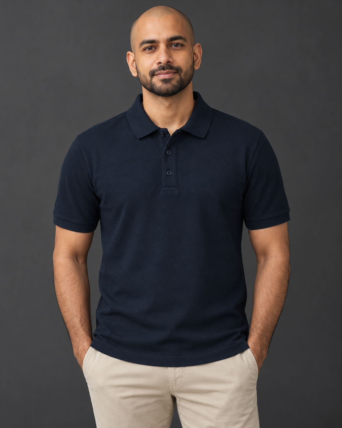Classic Men’s Polo – Timeless Comfort & Style — studio fit view