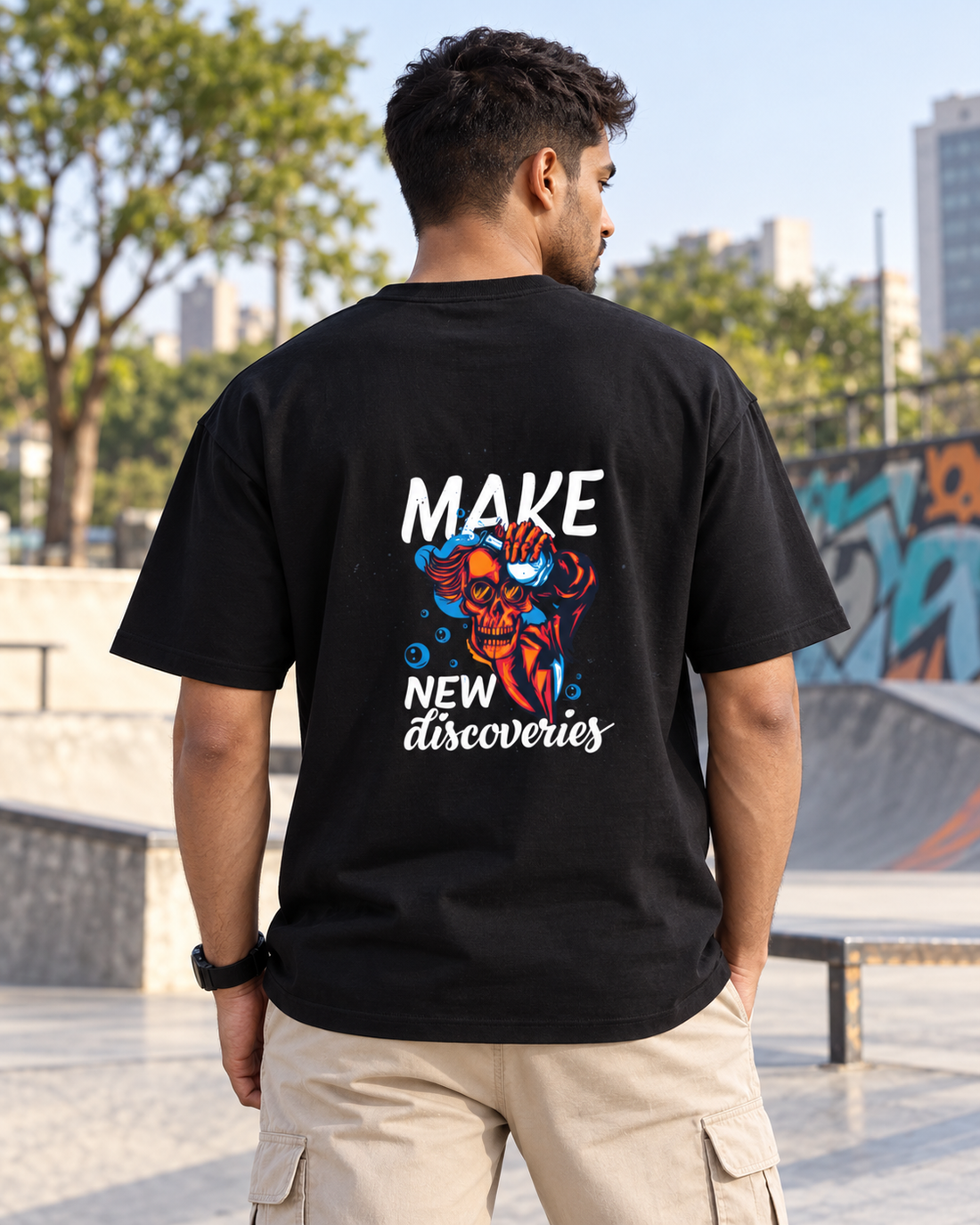 Slay Size Unisex Oversized Tee — male back lifestyle