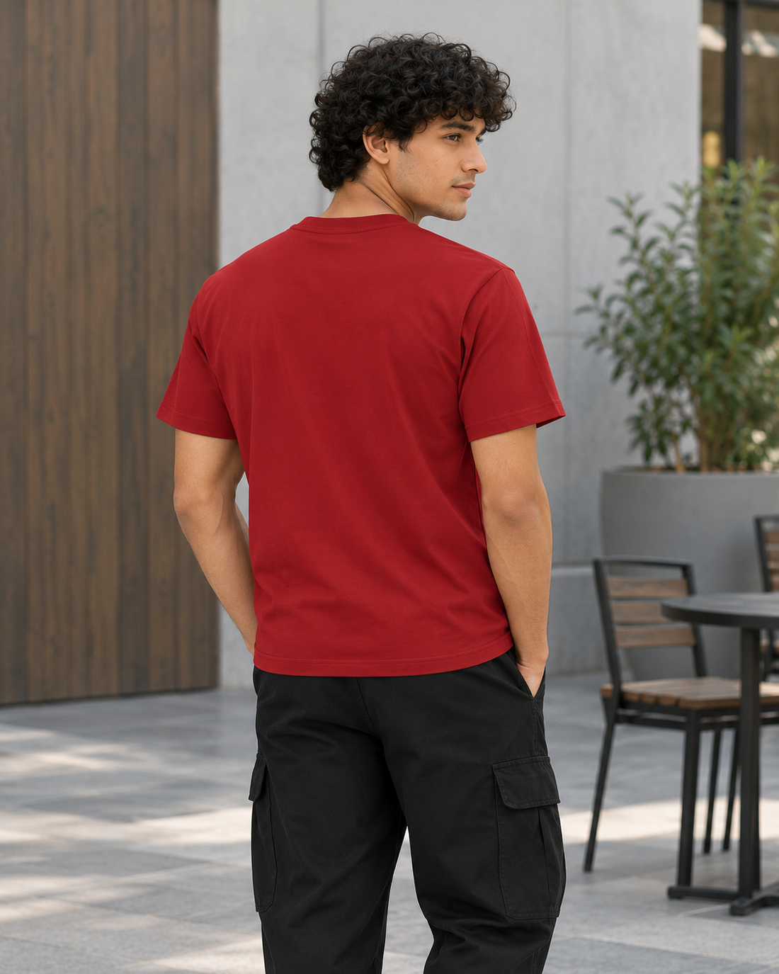Classic Unisex Crew Neck T-Shirt – Bold Colours — back lifestyle photo