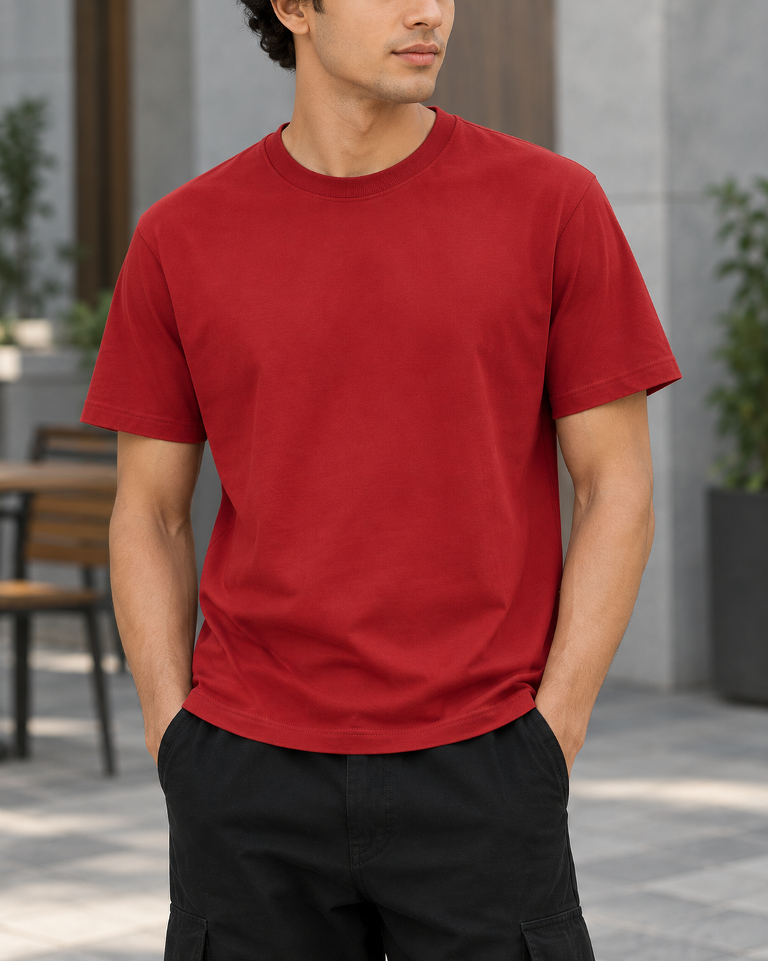 Classic Unisex Crew Neck T-Shirt – Bold Colours — garment close-up