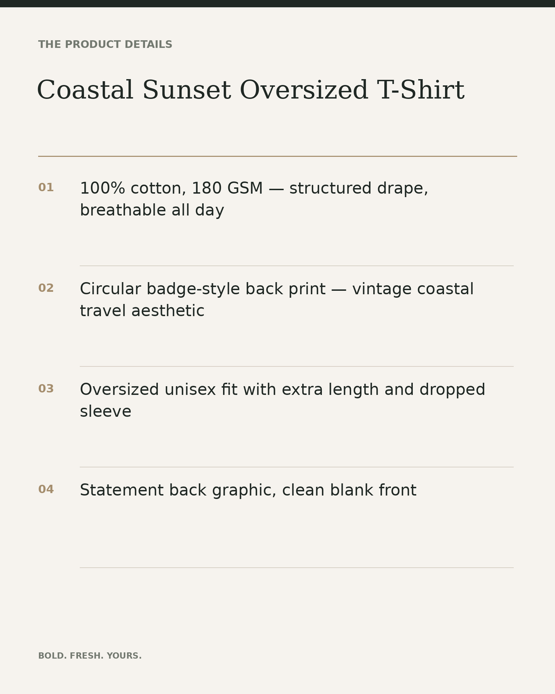 Coastal Sunset Oversized T-Shirt – Beach Lighthouse Back Print — product details, fabric, fit and care