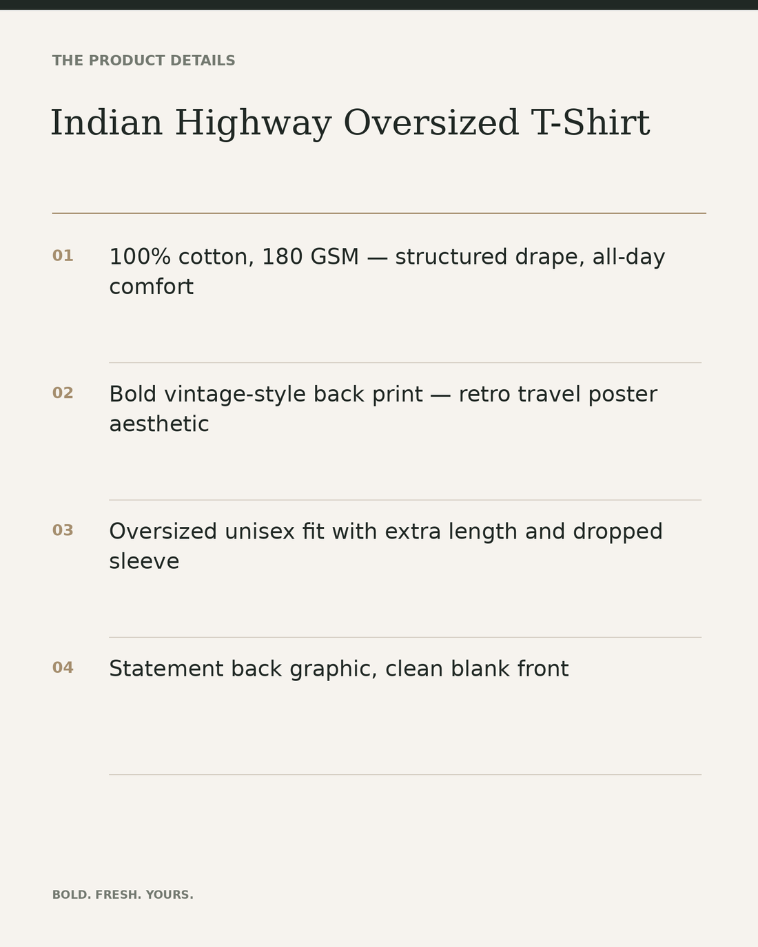 Indian Highway Oversized T-Shirt – Retro Road Trip Graphic Back Print — product details, fabric, fit and care