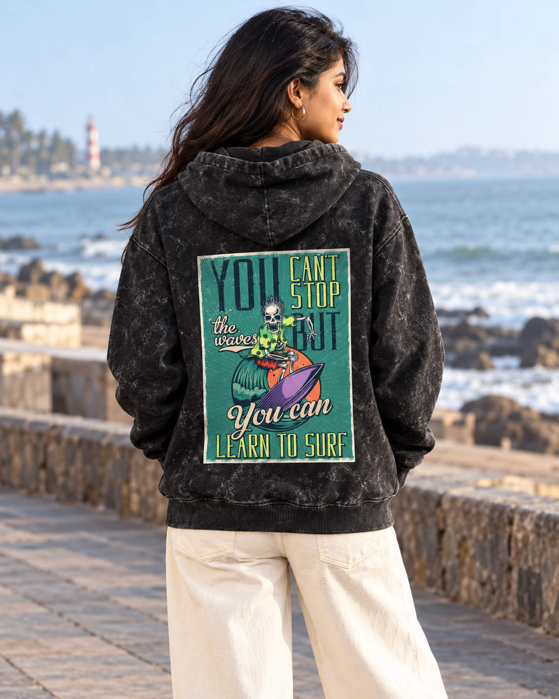 Urban Drift Hoodie — female back lifestyle