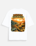 Indian Highway Oversized T-Shirt – Retro Road Trip Graphic Back Print