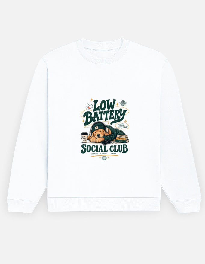 Low Battery Social Club Sweatshirt – Sleepy Dog Graphic Unisex alternate view