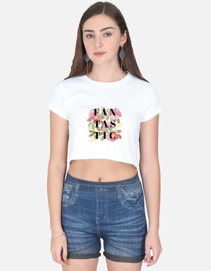 Fantastic Floral Print Crop Top for Women – Cotton Half Sleeve Crop Tee | StitchPop alternate view