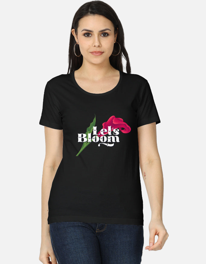 Let's Bloom Floral Print Women's Classic T-Shirt – Cotton Regular Fit Tee | StitchPop alternate view