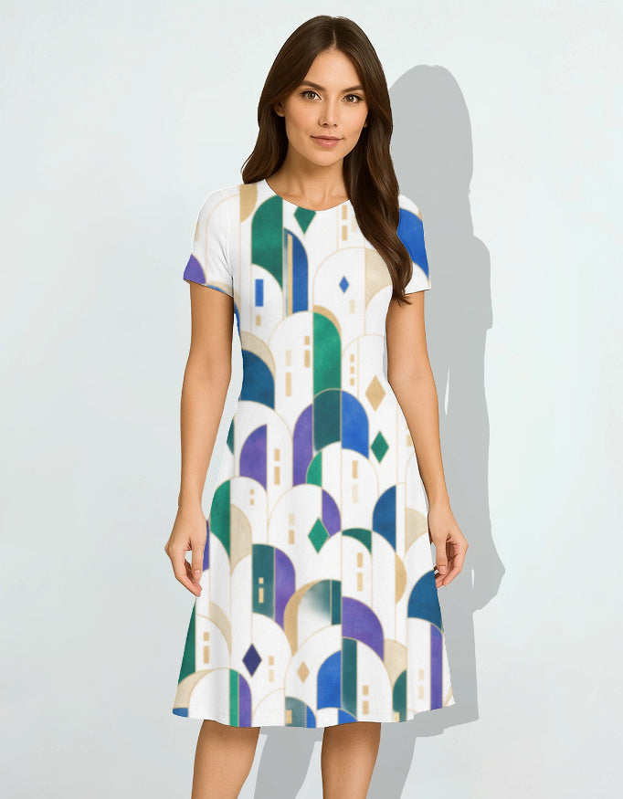 Moonlit Bloom A-Line Flare Dress | Women's Stretch Poly-Spandex Dress alternate view