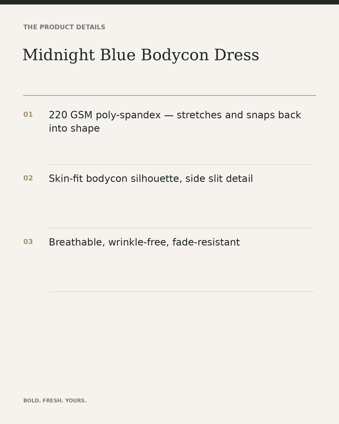 Midnight Blue Bodycon Dress — product details, fabric, fit and care