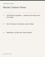 Mocha Contour Dress — product details, fabric, fit and care