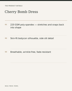 Cherry Bomb Dress — product details, fabric, fit and care