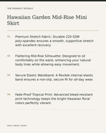 Hawaiian Garden Mid-Rise Mini Skirt – Premium All-Over Print Summer Aesthetic Skirt — product details, fabric, fit and care