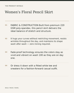 Women's Floral Pencil Skirt — product details, fabric, fit and care