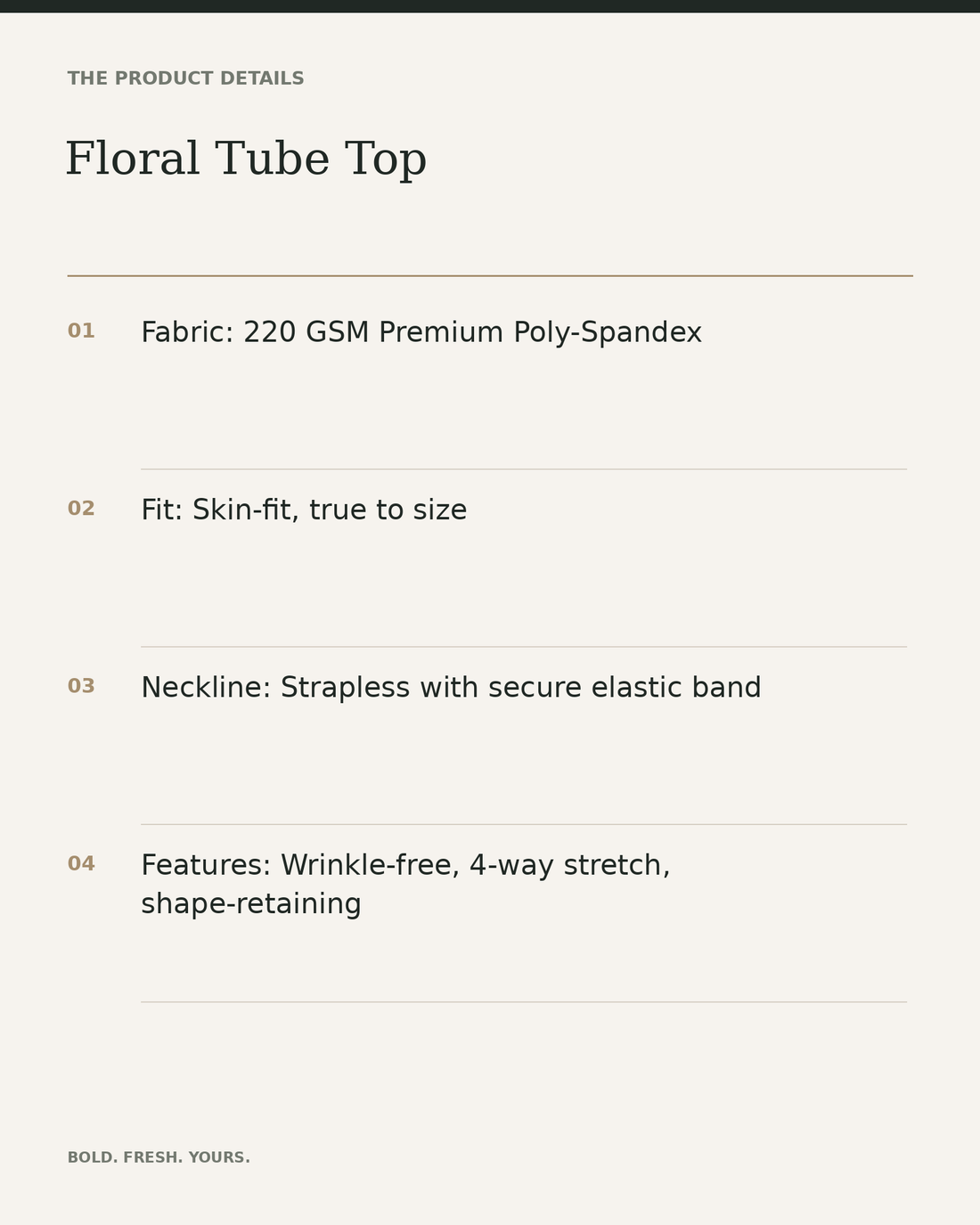 Floral Tube Top — product details, fabric, fit and care