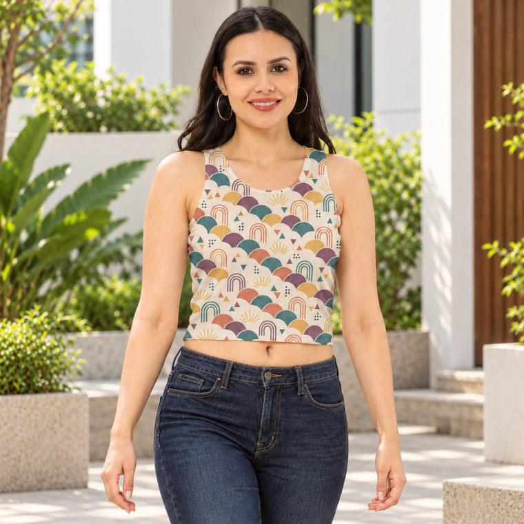 All-Over Print Crop Tank Top | Women's Sublimation Print Tank alternate view