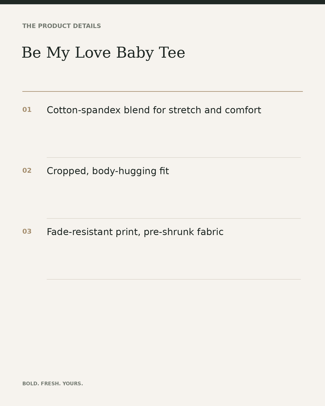 Be My Love Baby Tee — product details, fabric, fit and care