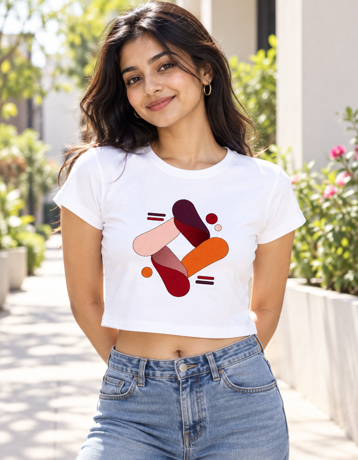 Bio-Wash Cropped Baby Tee | Women's Cotton Spandex Graphic Tee