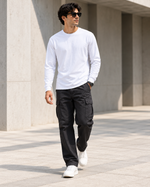Men's Full Sleeve T-Shirt — full-length walking lifestyle