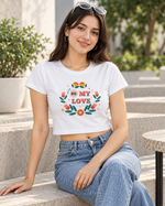 Be My Love Baby Tee — seated lifestyle angle