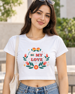 Be My Love Baby Tee — fabric, neckline or waistband construction close-up