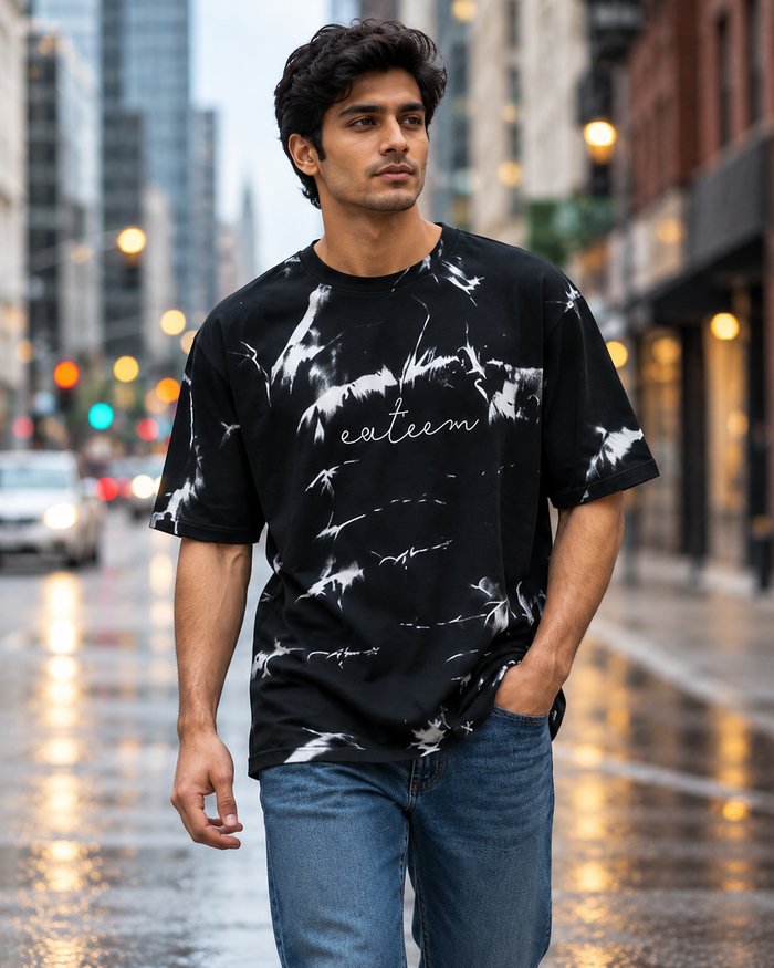Black All-Over Print Unisex Oversized Tee alternate view