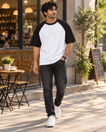 Oversized Raglan Tee | Streetwear Drop Shoulder T-Shirt — walk lifestyle photograph