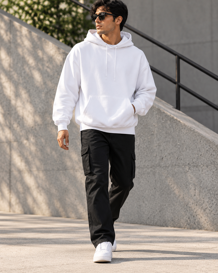 Unisex Oversized Hoodie – 400 GSM Heavyweight Cotton Blend, Dropped Shoulder | StitchPop alternate view