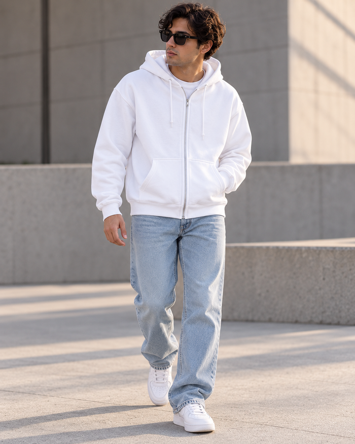 Unisex Zip Hoodie – 400 GSM Heavyweight Cotton Blend, Regular Fit | StitchPop alternate view