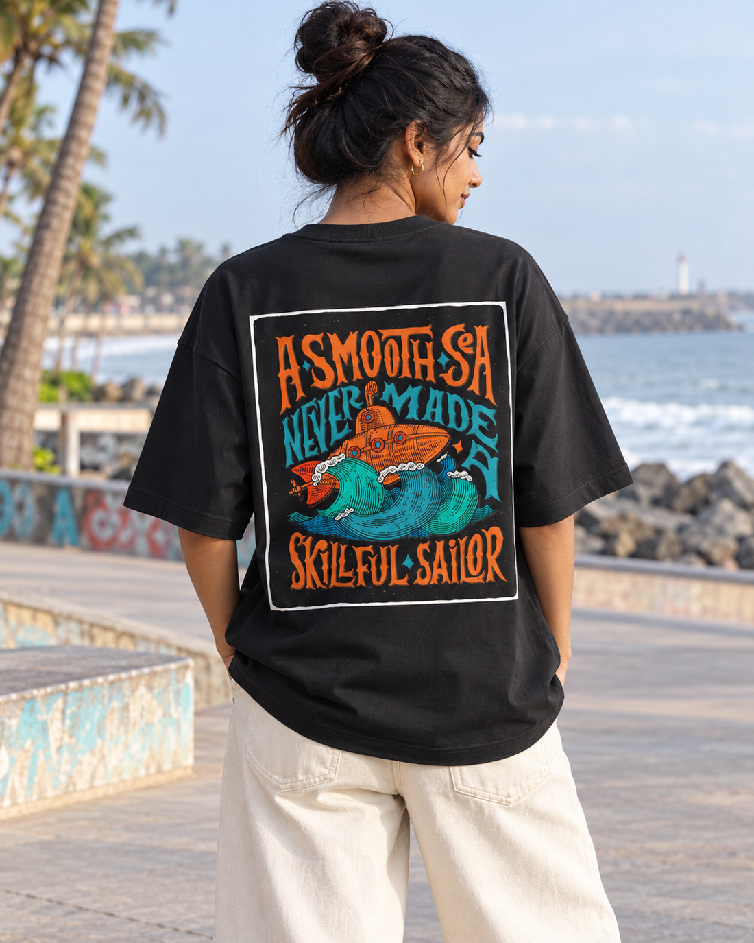 Big Vibe Tee — female back lifestyle