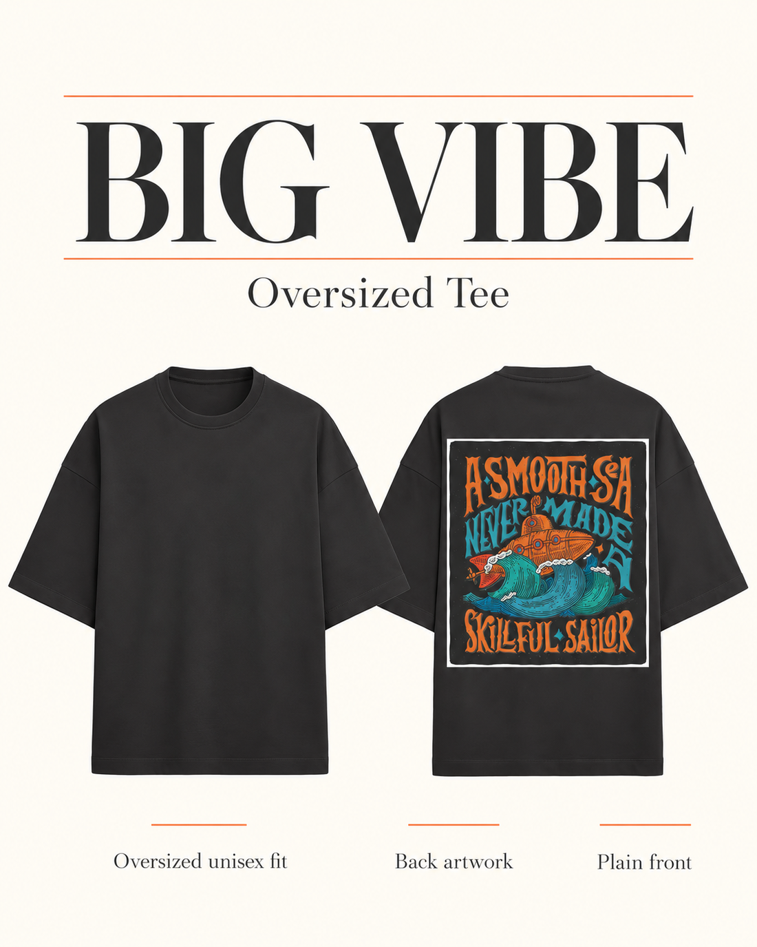 Big Vibe Tee — oversized fit and artwork guide
