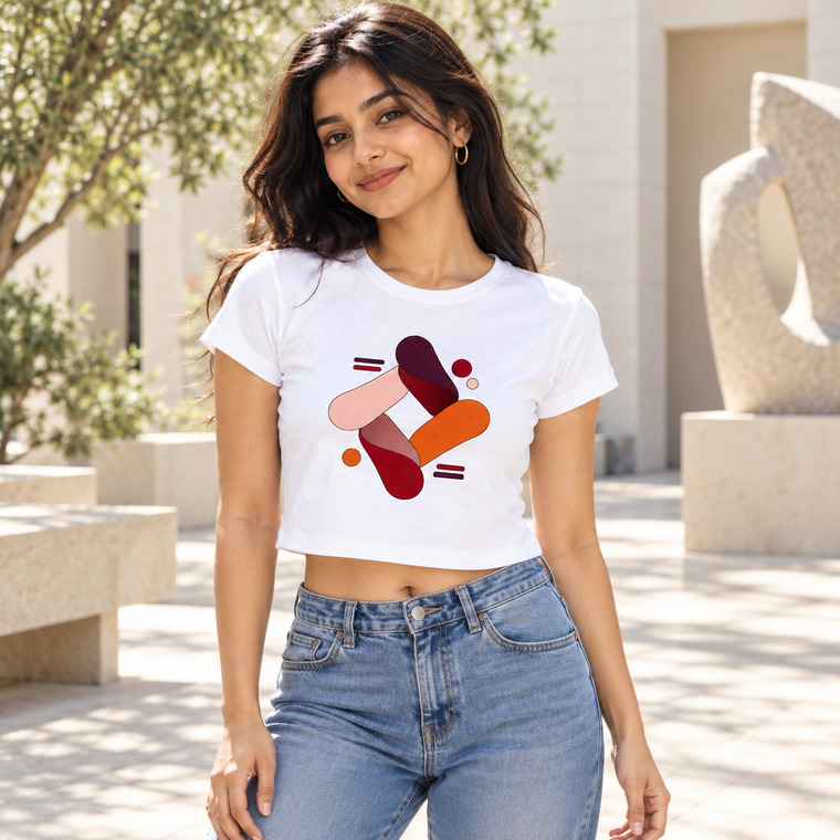 Bio-Wash Cropped Baby Tee | Women's Cotton Spandex Graphic Tee alternate view