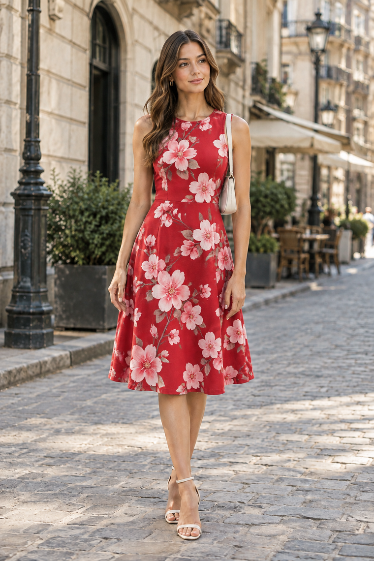 Cherry Blossom A-Line Dress