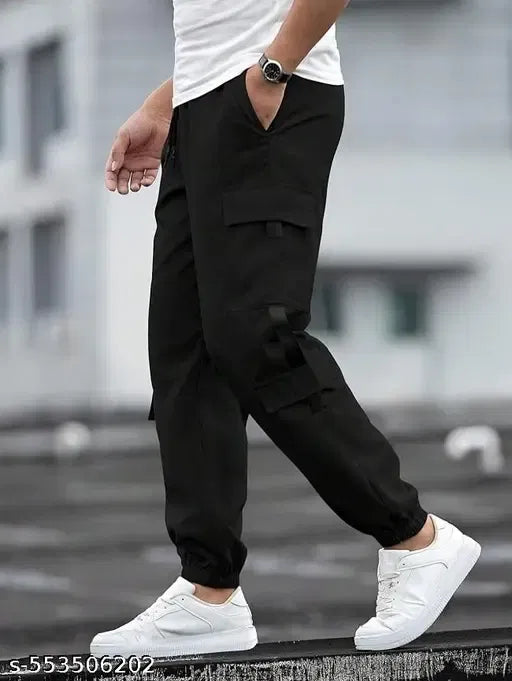 Men's Cotton Satin Cargo Joggers | 5-Pocket Slim Fit Track Pants