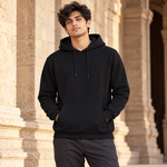 Dragon Spirit black unisex hoodie, plain front lifestyle view