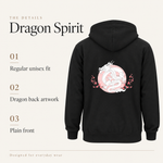 Dragon Spirit Hoodie features: regular unisex fit, dragon back artwork and plain front