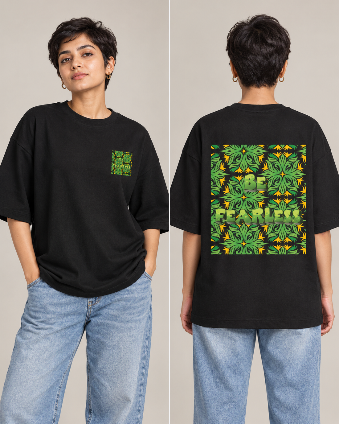 Be Fearless Core – Unisex Terry Oversized Tee — female fit view