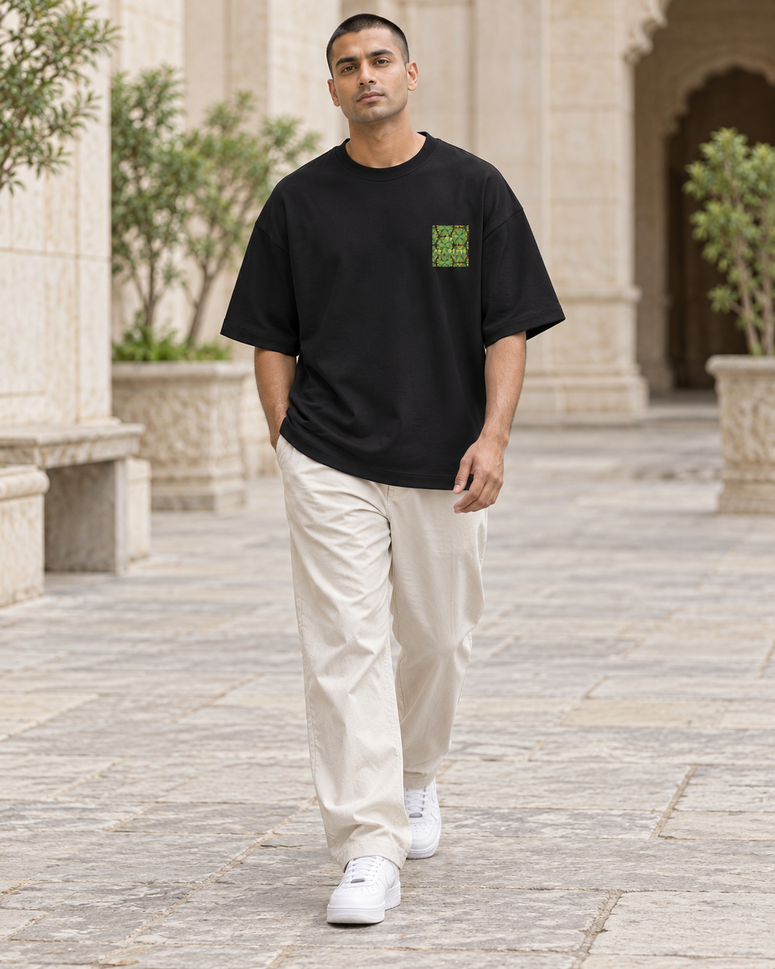 Be Fearless Core – Unisex Terry Oversized Tee — full-length front lifestyle