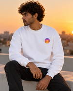 Golden Hour Fleece Sweatshirt — seated front lifestyle