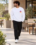 Golden Hour Fleece Sweatshirt — walk front lifestyle