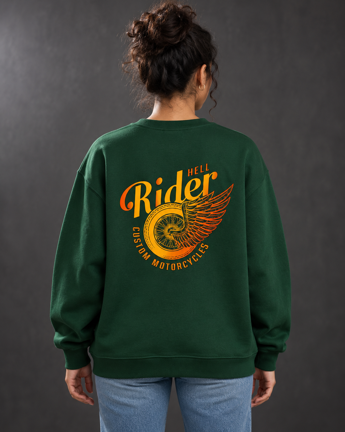 Hell Rider - Unisex Oversized Sweatshirt — studio fit view