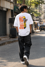 Lifestyle model wearing Life Is Better When You Love Scooter oversized T-shirt